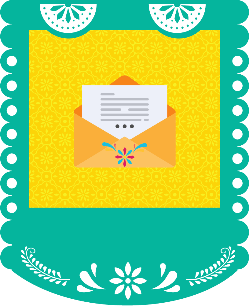 Open envelope in fiesta frame Open envelope in fiesta frame